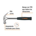 Martillo-pulido-16-oz-uña-curva-mango-tubular-c-neopreno