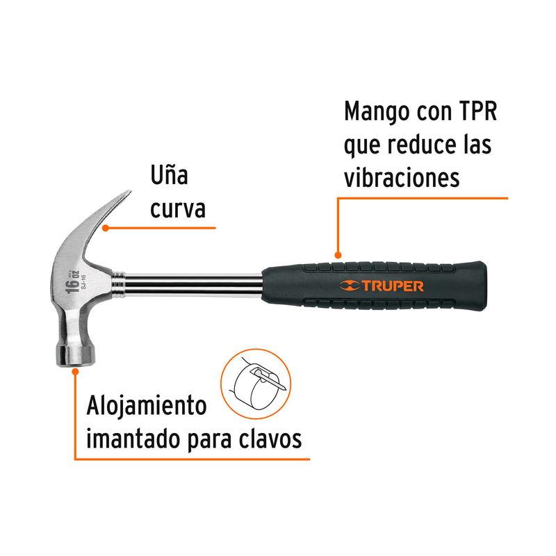 Martillo-pulido-16-oz-uña-curva-mango-tubular-c-neopreno