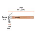 Martillo-pulido-16-oz-uña-curva-mango-madera