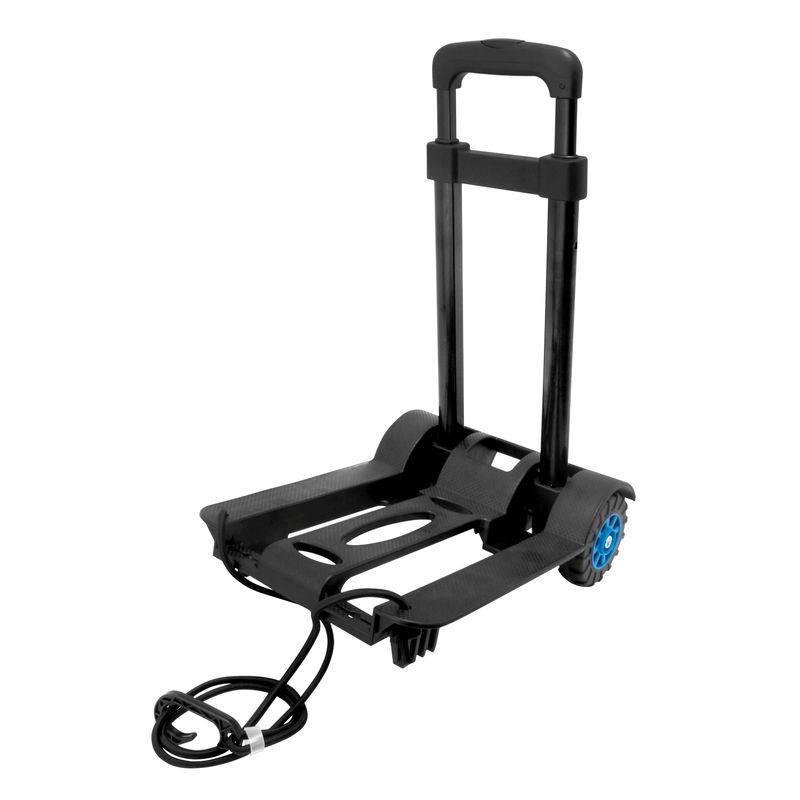 Coche-para-compras-retractil-con-estructura-de-aluminio-resistente-a-cargas-con-llantas-y-una-cuerda-elastica-con-gancho.