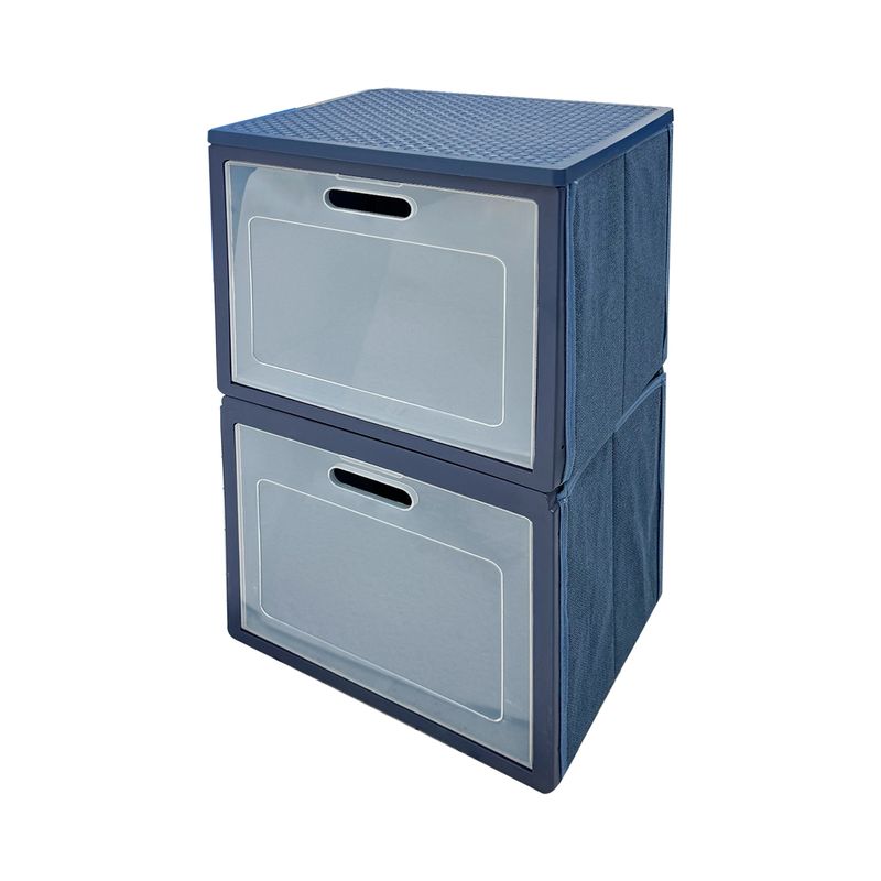 Caja-organizadora-plegable-Azul-de-30-x-30-cm-de-2-niveles-con-tapa.
