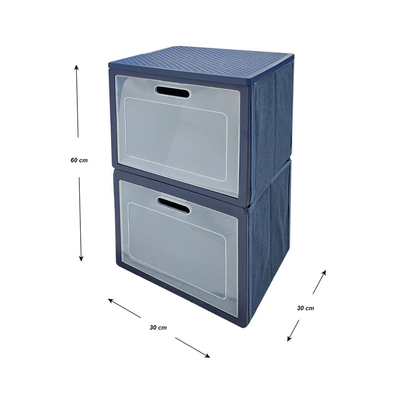 Caja-organizadora-plegable-Azul-de-30-x-30-cm-de-2-niveles-con-tapa.