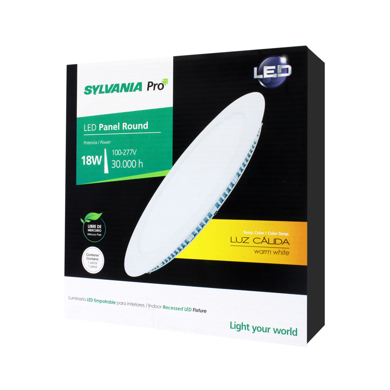 Panel LED redondo de 18W de estructura metálica blanca para EMPOTRAR a ...