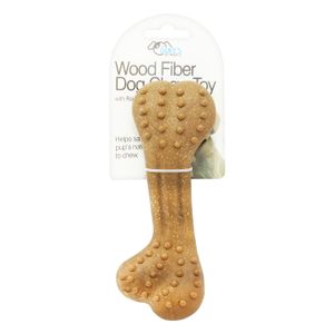 Juguete para perro rigido masticable en forma de hueso de 17 cm, con pupos estimulantes. No toxico. - DUKES