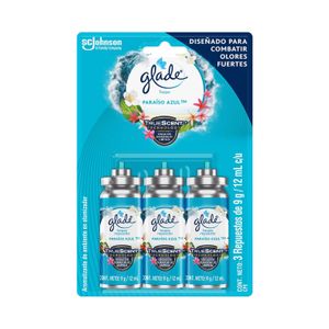 Ambiental respuesto con aroma PARAISO AZUL; 12 ml cada uno. - GLADE