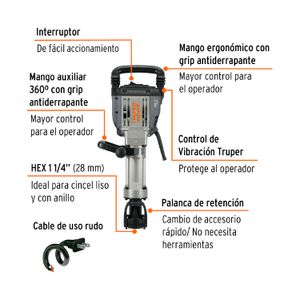 Martillo demoledor HEX 20 kg 55 J 1600 W - TRUPER EXPERT