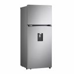 Refrigerador-plateado-top-freezer-de-375-lts-Smart-Inverter-Cooling-con-dispensador-de-agua-frontal.