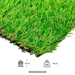 Césped artificial de 750 gramos x 20 mm de grosor de fibra x 2 metros de ancho de alfombra. VENTA POR METROS 2. - WRT