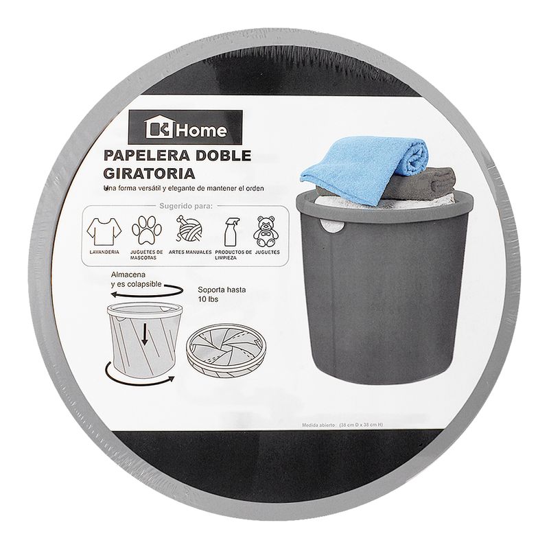 Cesto-de-ropa-plegable-GRIS-CLARO-a-base-de-nylon-y-fibra-plastica-rigida-de-38-cm-de-diametro.