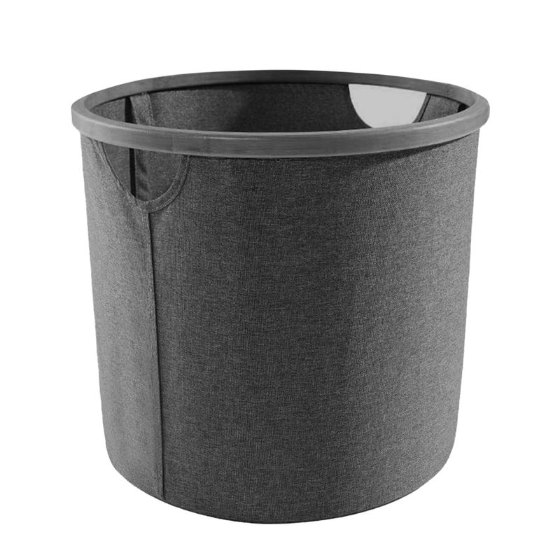 Cesto-de-ropa-plegable-GRIS-OSCURO-a-base-de-nylon-y-fibra-plastica-rigida-de-38-cm-de-diametro.