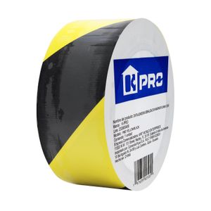 Cinta adhesiva de señalización amarillo con negro de 5 cm x 33 m. - K PRO