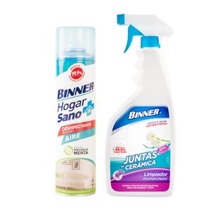 Kit de limpieza de JUNTAS CERAMICA; 700 ml + desinfectante HOGAR SANO con aroma a frescura de MENTA; 400 ml. - BINNER