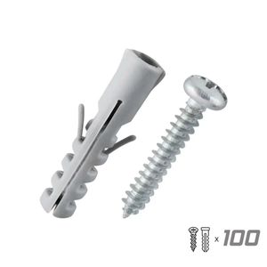 Tornillo con taco de fijación tripa de pato para metal de 4 x 0.8 cm y taco plástico de 4 x 0.8 cm. - ORGILL