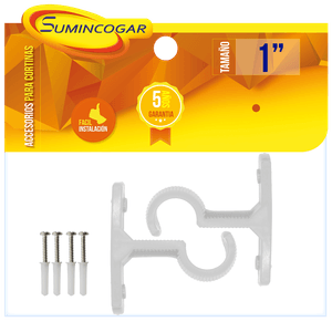 Soporte de pared para tubo de cortina de 1 plg. Color blanco. Pack x 2 - SUMINCOGAR