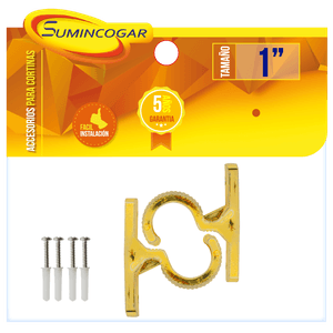 Soporte de techo para tubo de cortina de 1 plg. Color Dorado. Pack x 2 - SUMINCOGAR