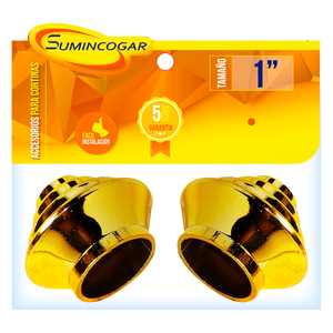 Terminal tradicional dorado, para tubos de cortina, medida 1 pulgada. - SUMINCOGAR