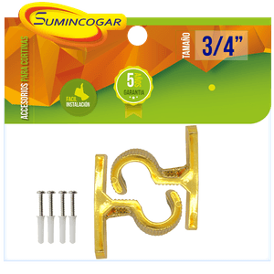 Soporte de techo para tubo de cortina de 3/4 plg. Color Dorado. Pack x 2 - SUMINCOGAR