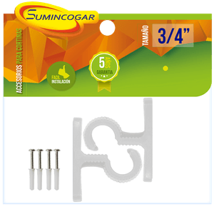 Soporte de techo para tubo de cortina de 3/4 plg. Color Blanco. Pack x 2 - SUMINCOGAR