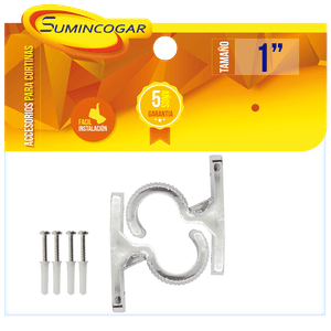Soporte de techo para tubo de cortina de 1 plg. Color Cromo. Pack x 2 - SUMINCOGAR