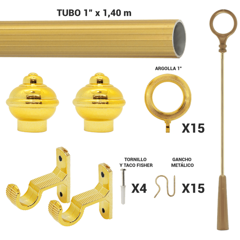 Set-cortinero-de-1--x-140-m-dorado.-Incluye-todo-para-instalacion-facil-y-rapida-de-cortinas-tradicionales.
