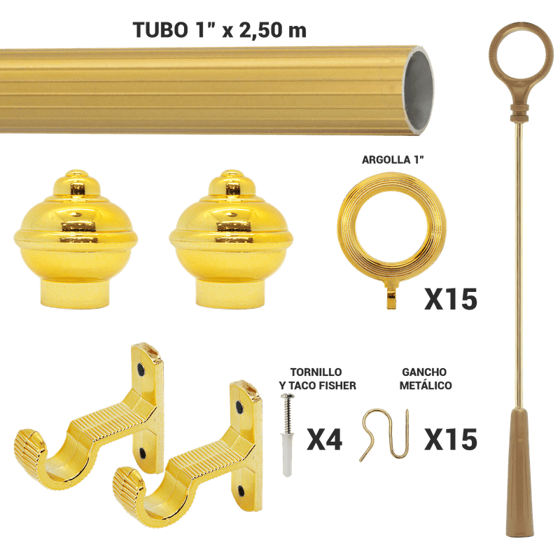 Set-cortinero-de-1--x-250-m-dorado.-Incluye-todo-para-instalacion-facil-y-rapida-de-cortinas-tradicionales.