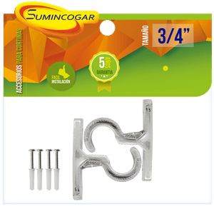 Soporte de techo para tubo de cortina de 3/4 plg. Color Cromo. Pack x 2 - SUMINCOGAR