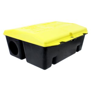 Caja para trampa de ratones negro con amarillo de estructura plástica de 23 x 10 x 26 cm. - ORGILL