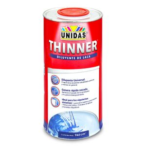 Thinner diluyente de laca de secado rápido para todo tipo de pinturas y resinas en general; 946 ml - PINTURAS UNIDAS