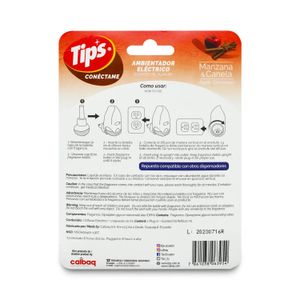 Ambiental eléctrico con aroma a MANZANA & CANELA. Incluye difusor eléctrico TIPS; 20 ml - TIPS