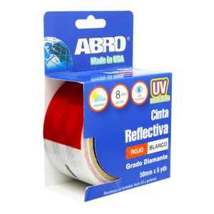 Cinta adhesiva reflectiva roja con blanco de 5 metros x 5 cm de alta visibilidad grado diamante. - ABRO