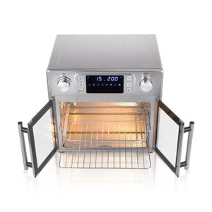 Horno Air Fryer tostador de doble puerta y horno de convección con control por perillas HTAFI-2P - INDURAMA