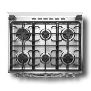 Cocina a Gas galicia zafiro de 30" de 6 quemadores ultrafast y manijas de encendido ergonómicas - INDURAMA