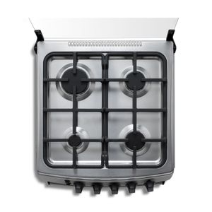 Cocina a Gas Cadiz Spazio Plus 20". 4 quemadores, tapa de vidrio templado, tablero inoxidable, parrillas fundidas - INDURAMA