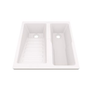Lavarropa de 60x60 cm ergonómico y ecológico elaborado en mármol sintético, superficie suave con rebose - FIRPLAK