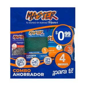 Combo de limpieza para cocina AHORRADOR multiusos, Pack x 4 unidades. - MASTER