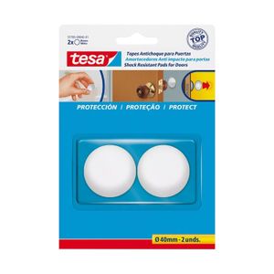 Tope para puerta redondo color BLANCO autoadhesivo de 4 cm de diámetro. - TESA