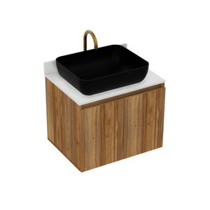 Mueble de Baño con Mesón quarztone basico Elevado 63X48 cm sin manija + salpicadero - FIRPLAK