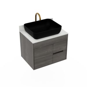 Mueble de Baño con Mesón quarztone Tiziano 63X48 cm + salpicadero - FIRPLAK