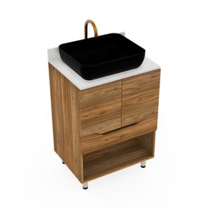 Mueble de Baño con Mesón quarztone Valdez 63X48 cm al piso + salpicadero - FIRPLAK