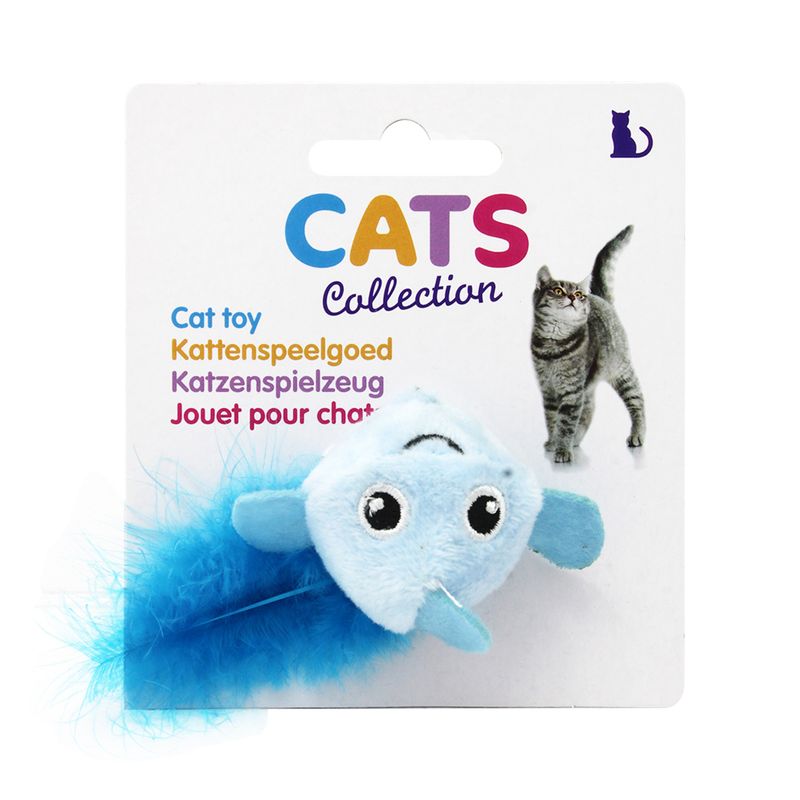 Juguete-para-gato-en-forma-de-pez-dorado-con-pluma-color-azul-de-9-cm.