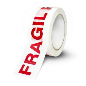 Cinta adhesiva con texto FRÁGIL en rojo de 4,8 cm x 50 m. - K PRO