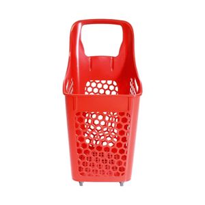 Coche para compras de plastico con ruedas de color rojo de 92 cm x 40 cm x 50 cm. - RIMAX