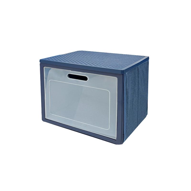 Caja-organizadora-plegable-AZUL-de-30-x-30-cm-de-1-niveles-con-tapa.