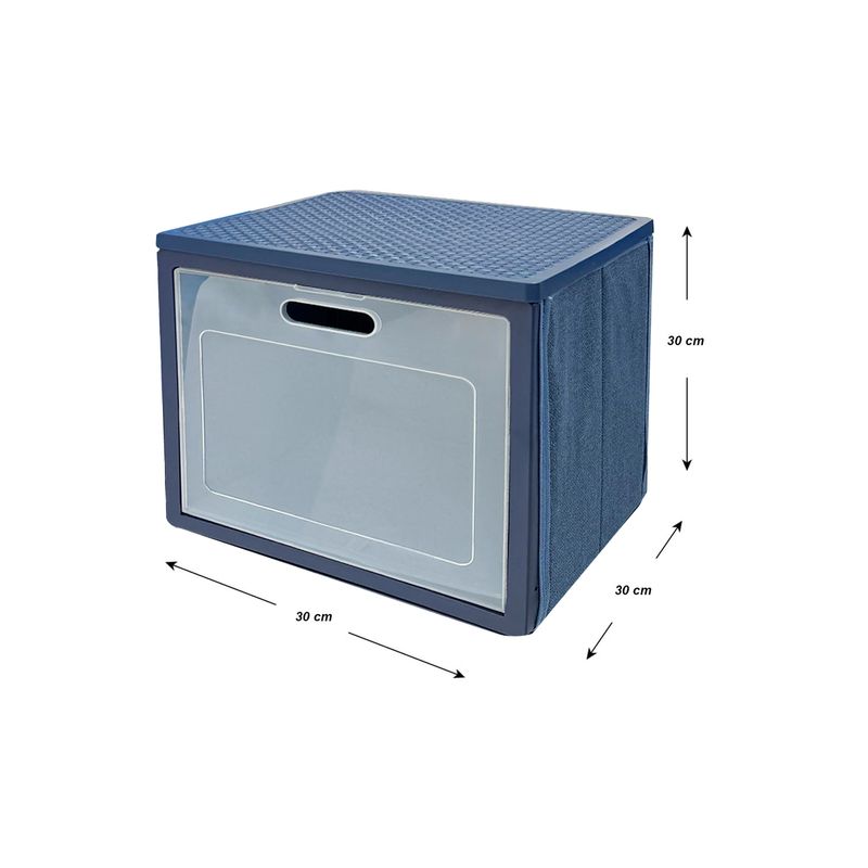 Caja-organizadora-plegable-AZUL-de-30-x-30-cm-de-1-niveles-con-tapa.