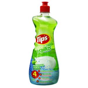 Jabón líquido lavavajillas 4 en 1 con aroma MANZANA VERDE; 650 ml. - TIPS