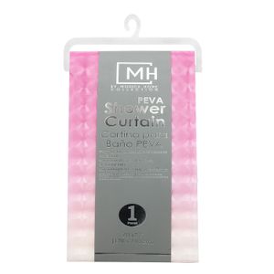 Cortina para baño rosada de 178 x 183 cm con diseño cuadriculado brillante. - MONICA HOME