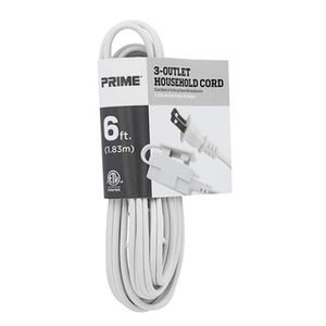 Extensión eléctrica color blanco de 2 tomas aterrizadas y cable de 1,83 m - PRIME
