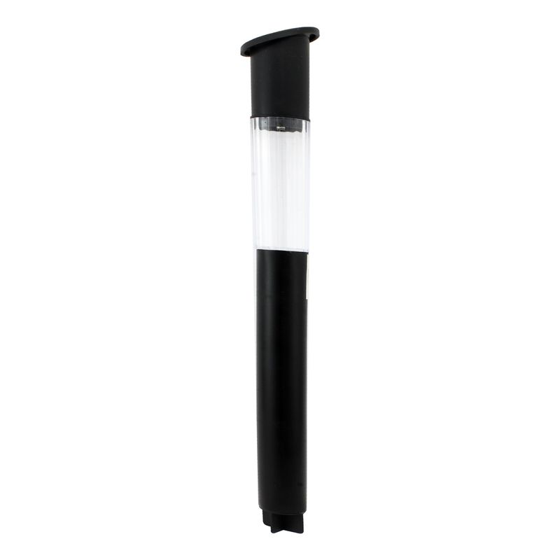 Lampara-solar-con-luz-LED-dentro-de-una-carcasa-transparente-acanalada-con-un-cuerpo-negro.