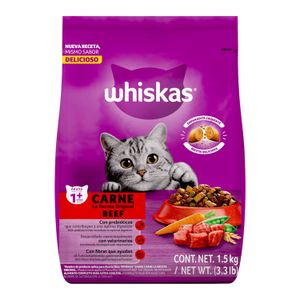 Alimento para gato RES BEEF ESTERILIZADO, tipo empanada crujiente para adulto; 1,5 kg. - WHISKAS