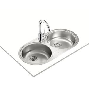 Fregadero DR 80 2C circular de acero inoxidable para empotrar con 2 cubetas de 440 x 840 mm. - TEKA